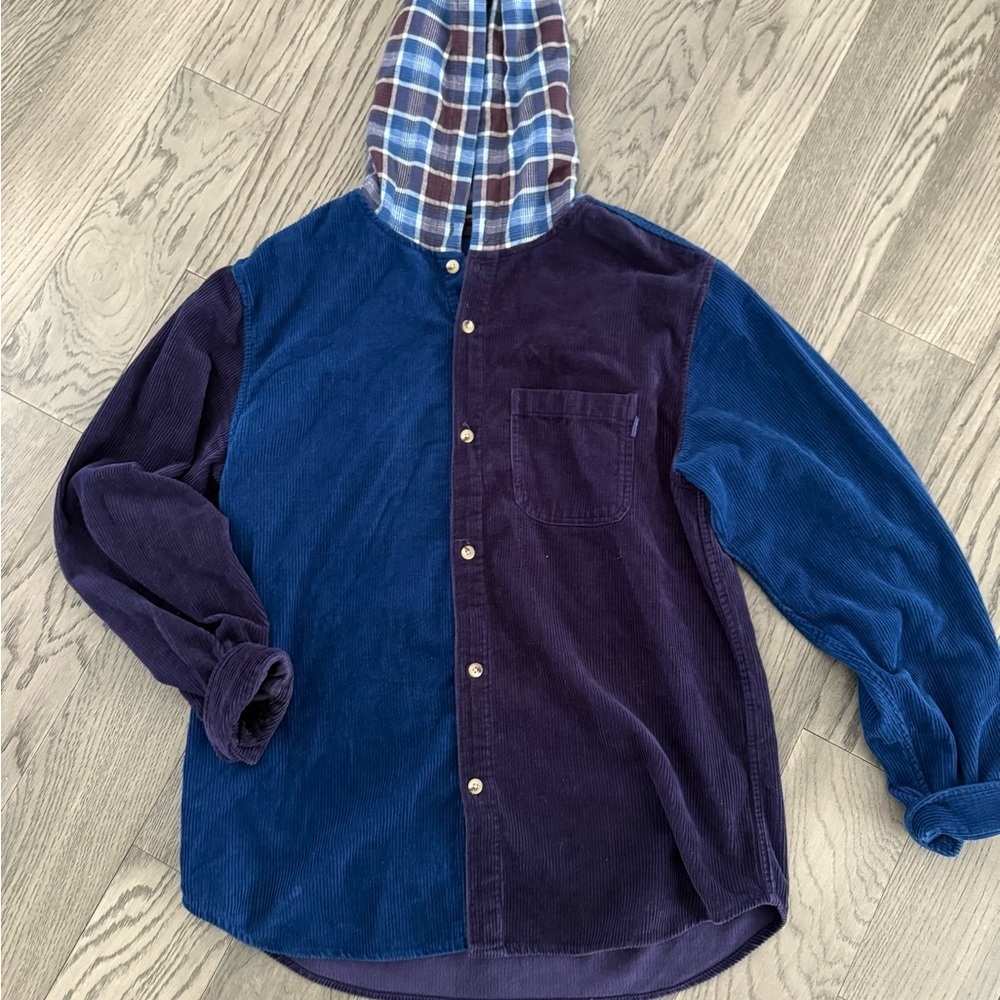 Rare SUPREME Limited Edition Color Block Corduroy Hoodie Shirt - Picture 2 of 8